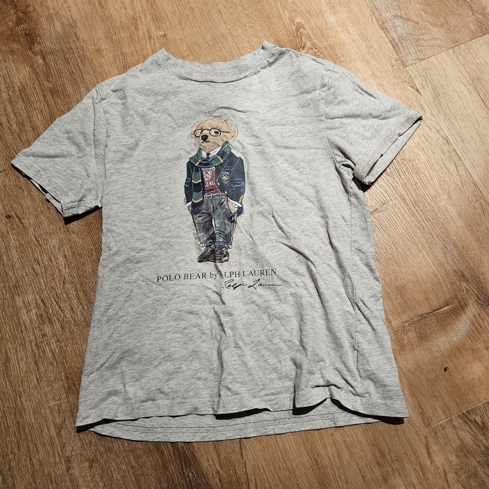 Polo by Ralph Lauren Light Gray Kids Tee with Bear Design